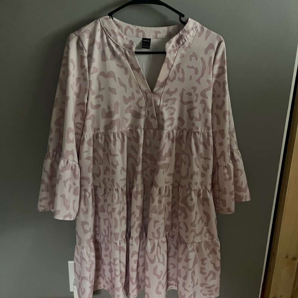 SHEIN Pink Relaxed Tunic with Mandarin Collar
